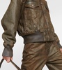 Coated denim bomber jacket