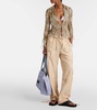 Trompe l'œil linen and cotton cargo pants