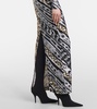 Colorblocked printed maxi dress