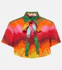 Printed silk and cotton crop top