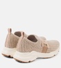 Leather-trimmed knit sneakers