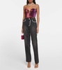 Embellished cotton-blend cropped top