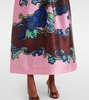 Floral off-shoulder satin maxi dress 