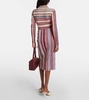 Striped linen and cotton midi skirt