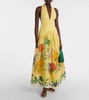 Dahlia floral linen-blend maxi dress