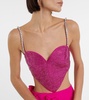 Heart crystal-embellished wool crop top
