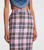 Plaid wool midi skirt