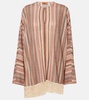 Zigzag fringed lamé blouse