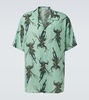 Printed linen bowling shirt