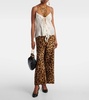 Ruffled silk charmeuse top