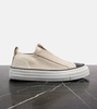 Suede-trimmed canvas sneakers