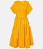 Gathered cotton-blend cocktail dress