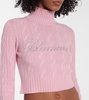 Logo cropped wool and cashmere sweater