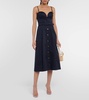 Belted cotton-blend midi dress
