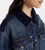 Corduroy-trimmed denim minidress