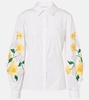 Floral cotton-blend poplin shirt