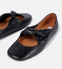 Bow-detail leather ballet flats