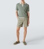 Checked linen and silk polo shirt
