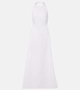 Halterneck cotton-blend maxi dress