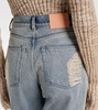 Distressed high-rise bootleg jeans