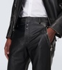 Leather straight pants