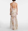 Floral silk creponne maxi dress