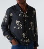 Football Silhouette printed linen shirt