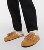 Journey faux fur-trimmed suede mules