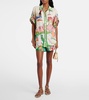 Nadia printed high-rise linen shorts