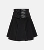 Belted wool miniskirt