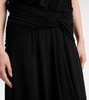 Draped ruched crêpe jersey midi dress
