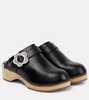 Buckle-detail leather clogs 
