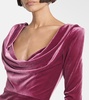 Draped velvet midi dress