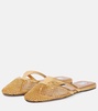 Infradito leather and fishnet mules