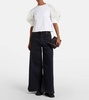 Puff-sleeve cotton-blend T-shirt