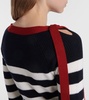 Bow-detail striped virgin wool sweater