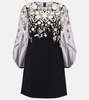 Embroidered puff-sleeve minidress