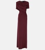 Draped open-back satin gown