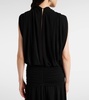 Draped ruched crêpe jersey midi dress