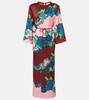 Printed silk satin maxi dress
