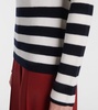 Bow-detail striped virgin wool sweater