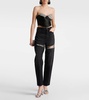 Embellished cutout straight jeans