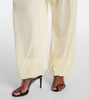 Mid-rise semi-sheer wide-leg pants