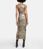 Sequined cutout midi dress