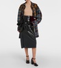High-rise draped midi skirt