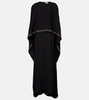 Embellished caped maxi dress