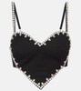 Heart crystal-embellished crop top