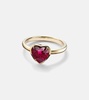 Heart 18kt gold ring with ruby