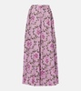 Marea Wisteria embroidered linen wide-leg pants