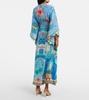 Embellished printed silk midi dress